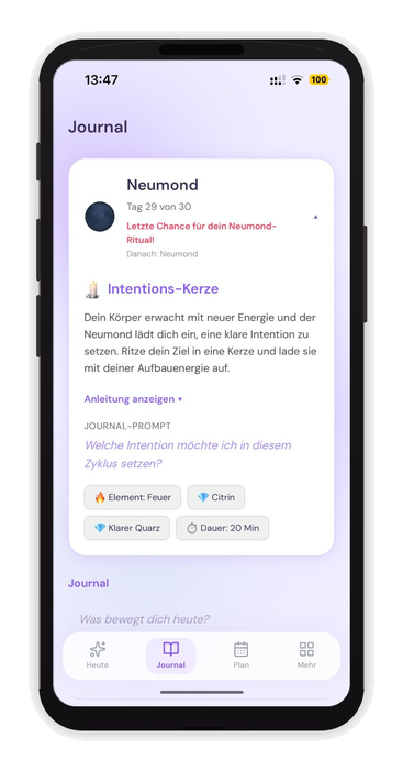 Journal mit Neumond-Ritual