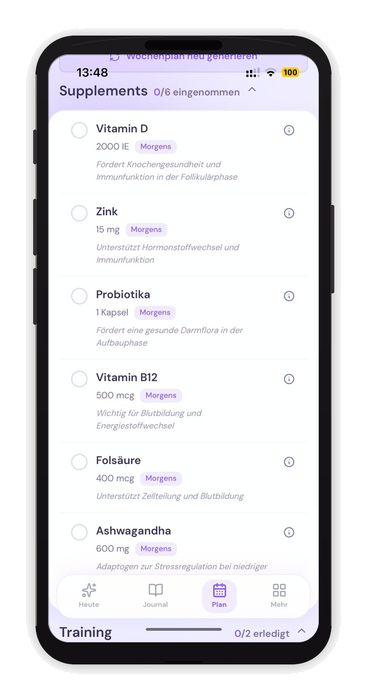Supplement-Liste personalisiert
